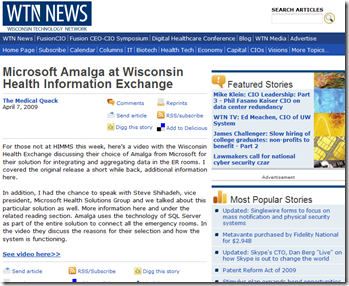 Wisconsin Health Information Exchange (WTN News) Medical Quack